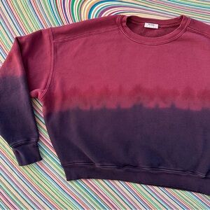 Re/Done ombre tie-dye Sweatshirt • xs • maroon purple • cropped • distressed